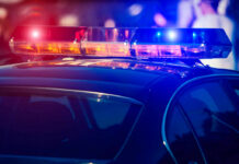 Close-up of a police cars emergency lights