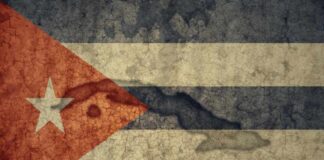 Cuban flag with a textured, vintage appearance