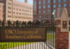 Sign for the University of Southern California on a campus
