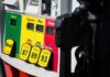 Gas pump with diesel, regular, plus, and premium fuel options