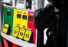 IRAN CLAMPDOWN: Supply Shock Brewing Gas pump with diesel, regular, plus, and premium fuel options