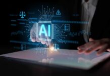 AI-Laced Romance Hustle Drains $10B A hand interacting with a digital interface displaying AI technology