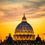 St. Peter's Basilica dome at sunset