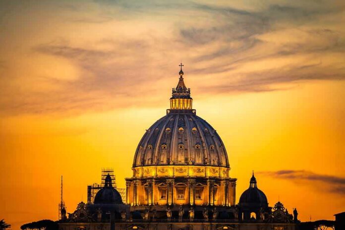 St. Peter's Basilica dome at sunset