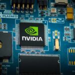 Nvidia chip on a blue circuit board