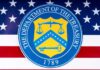 U.S. Department of the Treasury seal over American flag