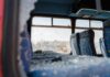 Terrifying MARTA Crash Caught On Camera Bus interior with shattered windows and blue patterned seats
