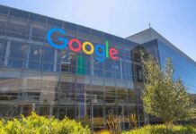 Google headquarters glass building exterior on a sunny day